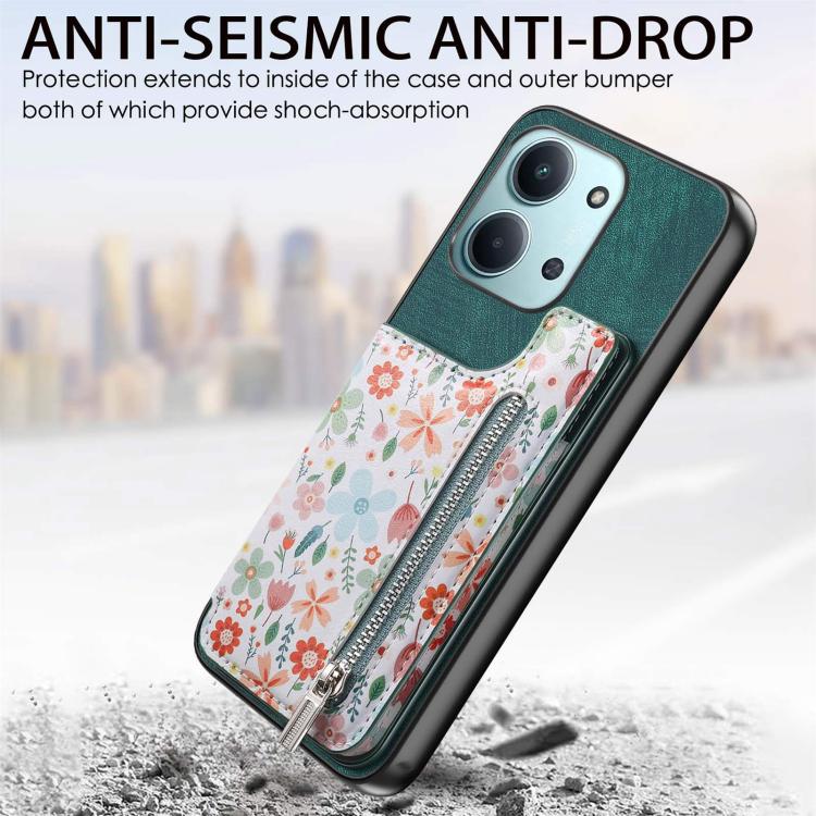 For Redmi 15C 5G / 4G Global 171mm Retro Painted Zipper Wallet Back Phone Case