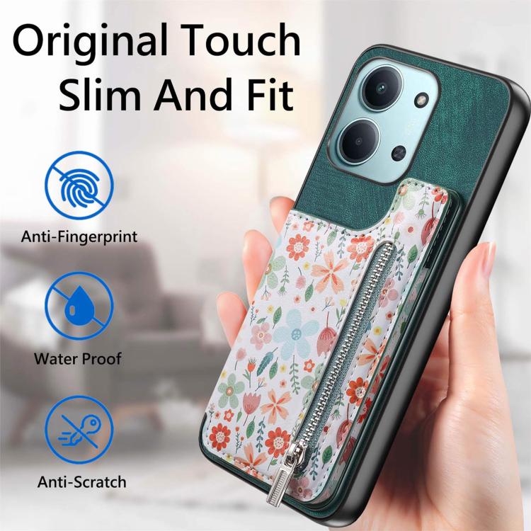 For Redmi 15C 5G / 4G Global 171mm Retro Painted Zipper Wallet Back Phone Case
