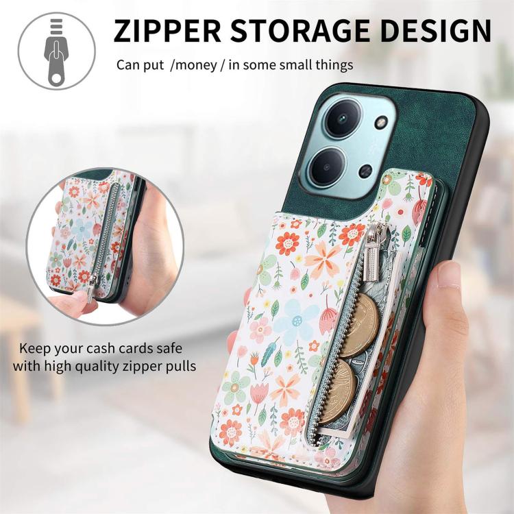 For Redmi 15C 5G / 4G Global 171mm Retro Painted Zipper Wallet Back Phone Case
