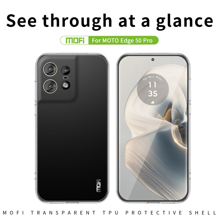 For Motorola Edge 50 Pro MOFI Ming Series Ultra-thin TPU Phone Case - Transparent