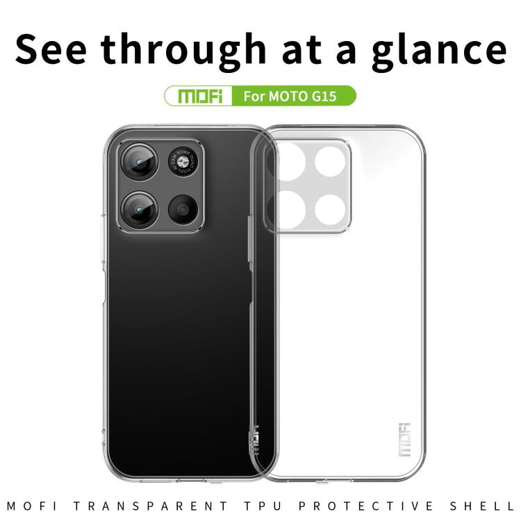 For Motorola Moto G15 MOFI Ming Series Ultra-thin TPU Phone Case - Transparent