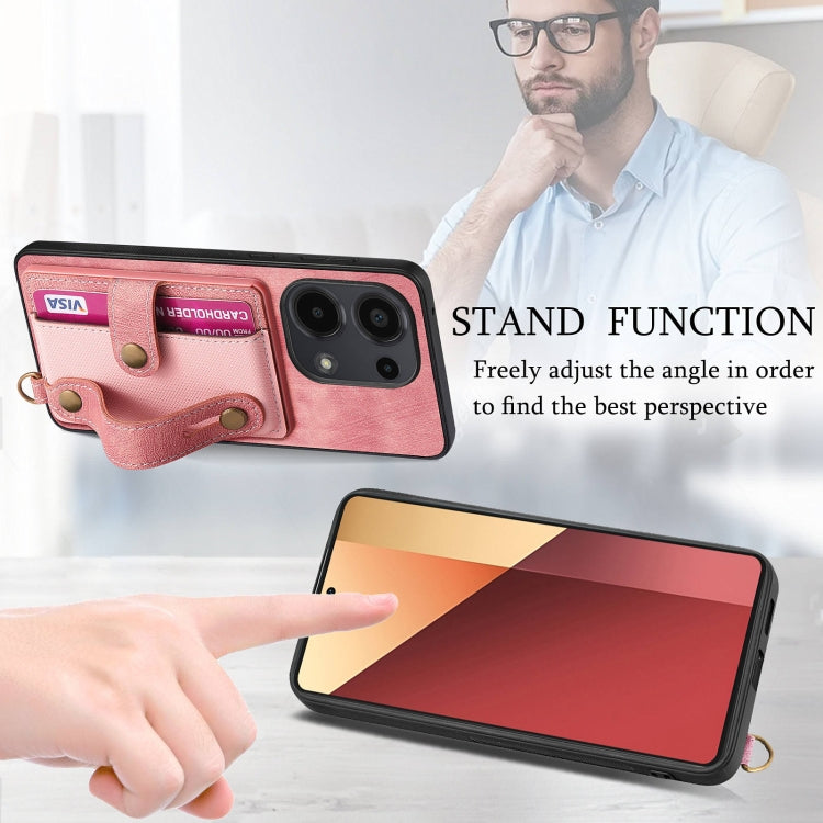 For Xiaomi Redmi Note 13 Pro 4G Retro Cross Wristband Wallet Leather Back Phone Case