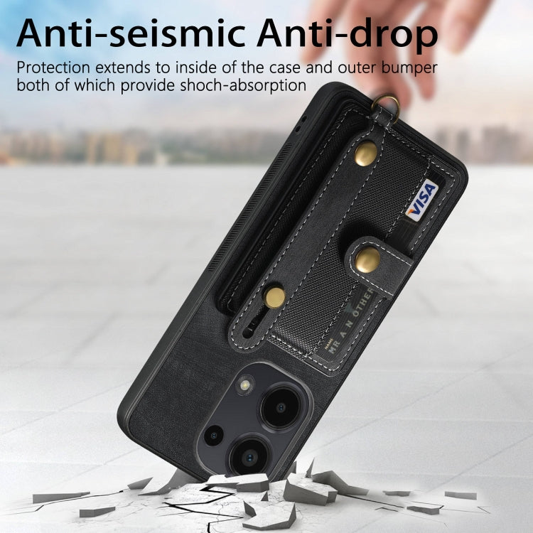 For Xiaomi Redmi Note 13 Pro 4G Retro Cross Wristband Wallet Leather Back Phone Case