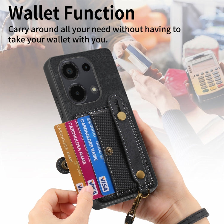 For Xiaomi Redmi Note 13 Pro 4G Retro Cross Wristband Wallet Leather Back Phone Case