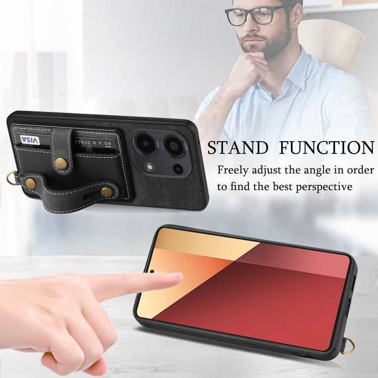 For Xiaomi Redmi Note 13 Pro 4G Retro Cross Wristband Wallet Leather Back Phone Case