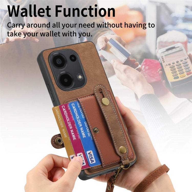 For Xiaomi Redmi Note 13 Pro 4G Retro Cross Wristband Wallet Leather Back Phone Case