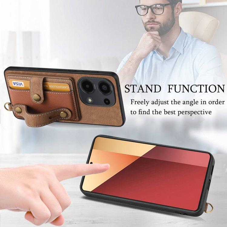 For Xiaomi Redmi Note 13 Pro 4G Retro Cross Wristband Wallet Leather Back Phone Case