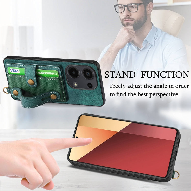 For Xiaomi Redmi Note 13 Pro 4G Retro Cross Wristband Wallet Leather Back Phone Case