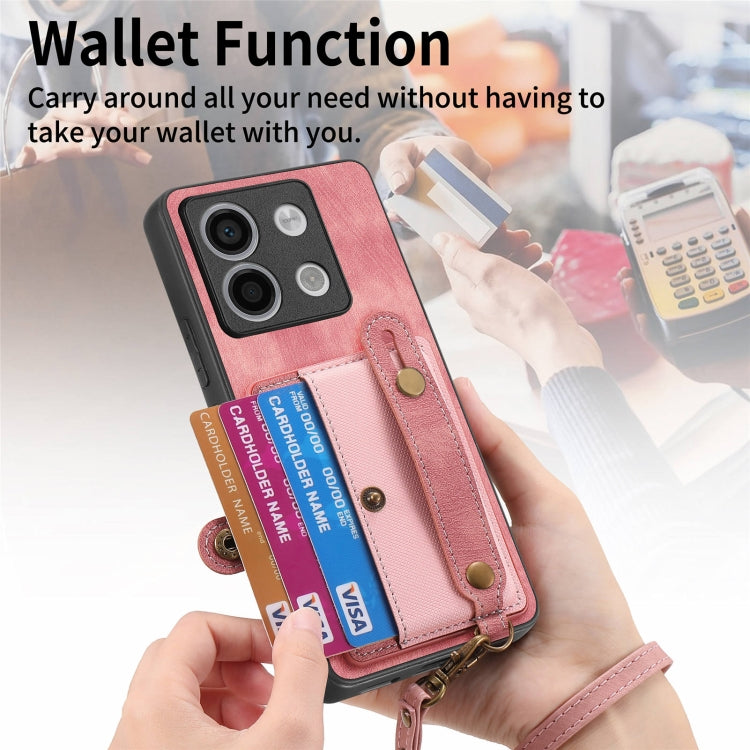 For Xiaomi Redmi Note 13 Pro 5G Retro Cross Wristband Wallet Leather Back Phone Case