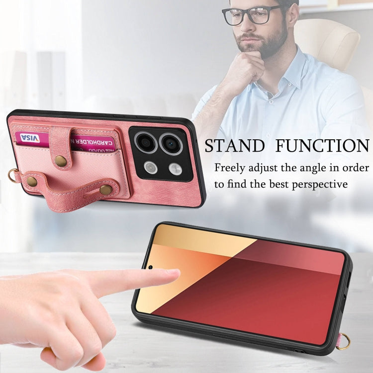 For Xiaomi Redmi Note 13 Pro 5G Retro Cross Wristband Wallet Leather Back Phone Case