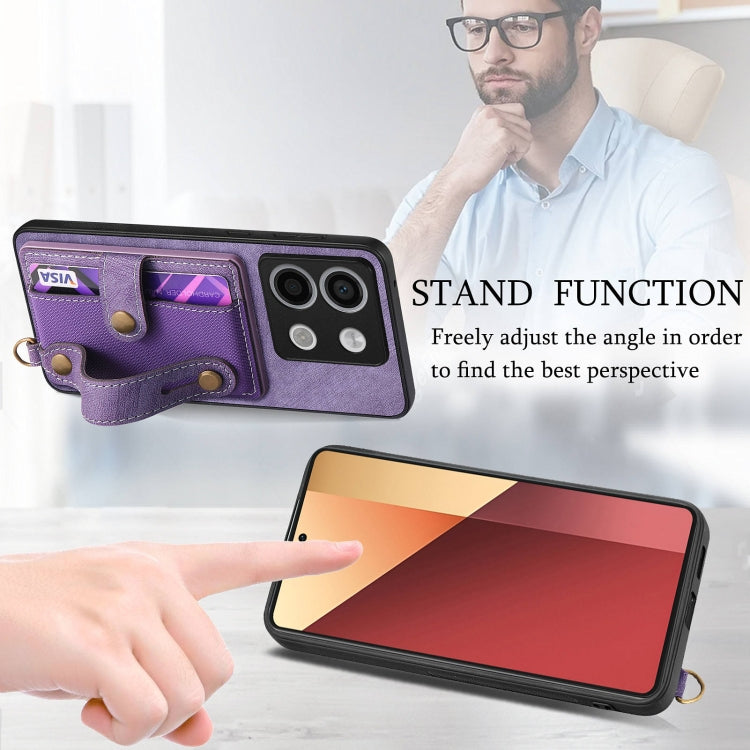 For Xiaomi Redmi Note 13 Pro 5G Retro Cross Wristband Wallet Leather Back Phone Case
