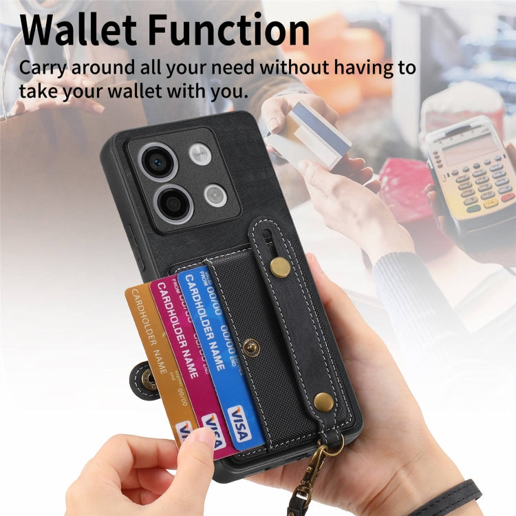 For Xiaomi Redmi Note 13 Pro 5G Retro Cross Wristband Wallet Leather Back Phone Case