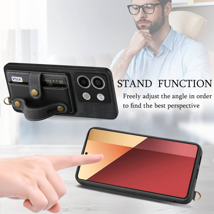 For Xiaomi Redmi Note 13 Pro 5G Retro Cross Wristband Wallet Leather Back Phone Case