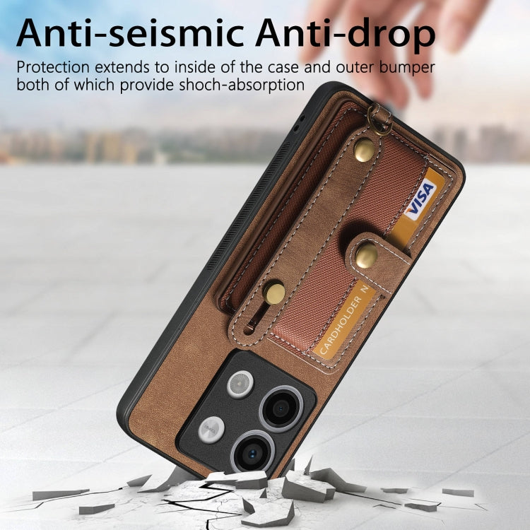 For Xiaomi Redmi Note 13 Pro 5G Retro Cross Wristband Wallet Leather Back Phone Case