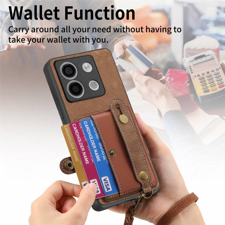For Xiaomi Redmi Note 13 Pro 5G Retro Cross Wristband Wallet Leather Back Phone Case