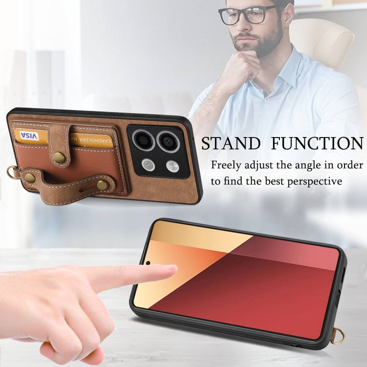 For Xiaomi Redmi Note 13 Pro 5G Retro Cross Wristband Wallet Leather Back Phone Case