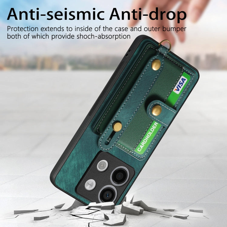 For Xiaomi Redmi Note 13 Pro 5G Retro Cross Wristband Wallet Leather Back Phone Case