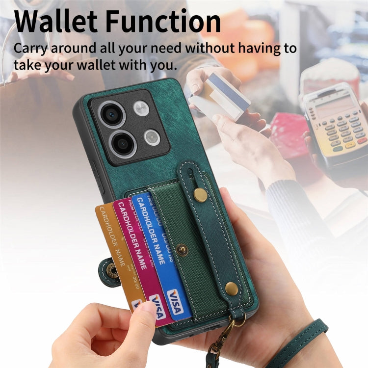 For Xiaomi Redmi Note 13 Pro 5G Retro Cross Wristband Wallet Leather Back Phone Case