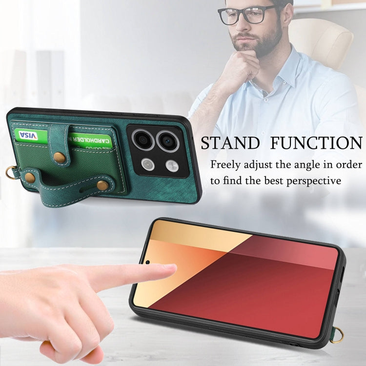 For Xiaomi Redmi Note 13 Pro 5G Retro Cross Wristband Wallet Leather Back Phone Case