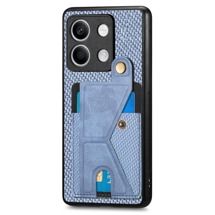 For Xiaomi Redmi Note 13 4G Carbon Fiber Wallet Flip Card K-shaped Holder Phone Case