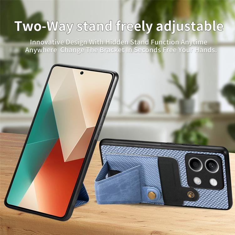 For Xiaomi Redmi Note 13 4G Carbon Fiber Wallet Flip Card K-shaped Holder Phone Case
