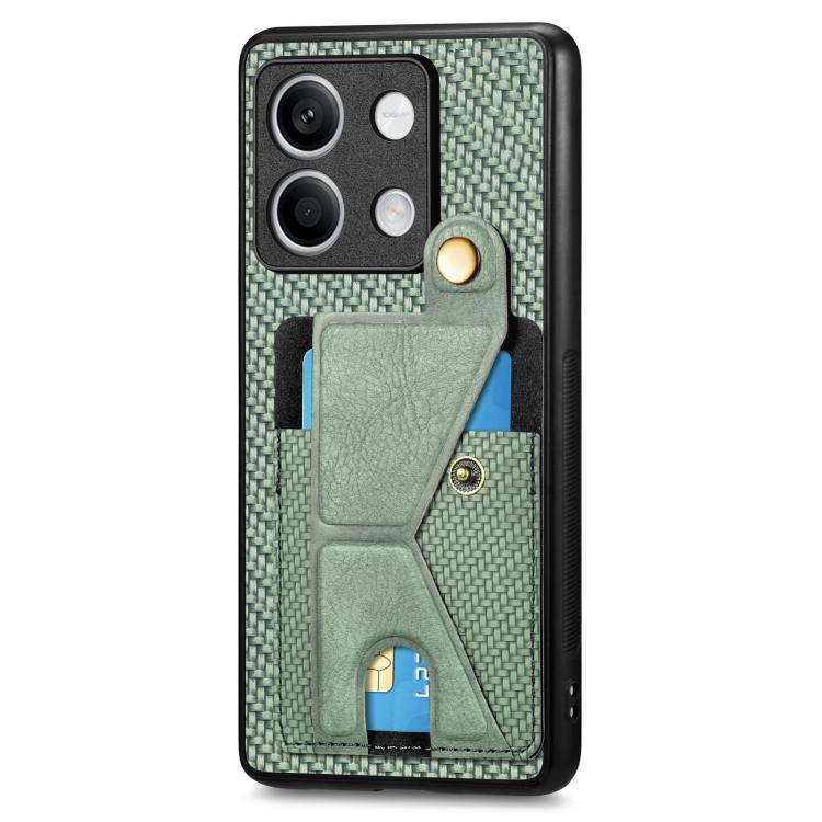 For Xiaomi Redmi Note 13 4G Carbon Fiber Wallet Flip Card K-shaped Holder Phone Case