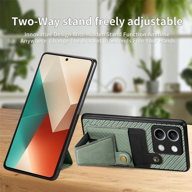 For Xiaomi Redmi Note 13 4G Carbon Fiber Wallet Flip Card K-shaped Holder Phone Case