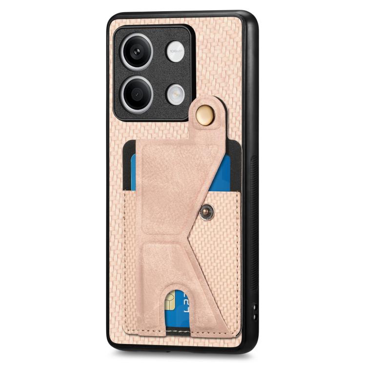 For Xiaomi Redmi Note 13 4G Carbon Fiber Wallet Flip Card K-shaped Holder Phone Case