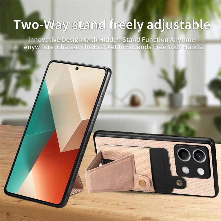 For Xiaomi Redmi Note 13 4G Carbon Fiber Wallet Flip Card K-shaped Holder Phone Case