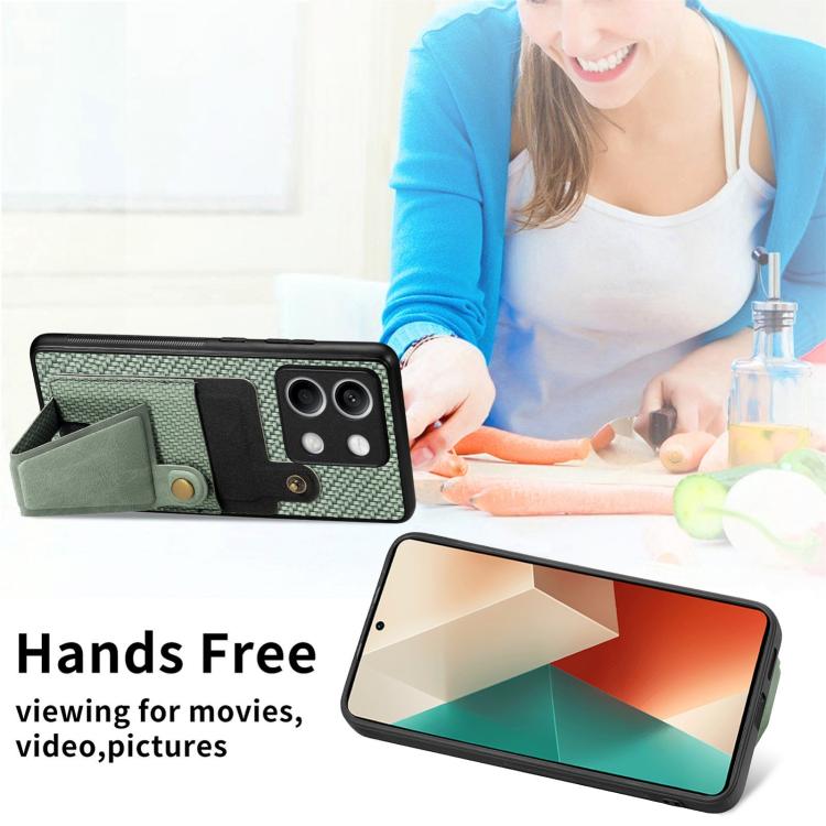 For Xiaomi Redmi Note 13 4G Carbon Fiber Wallet Flip Card K-shaped Holder Phone Case