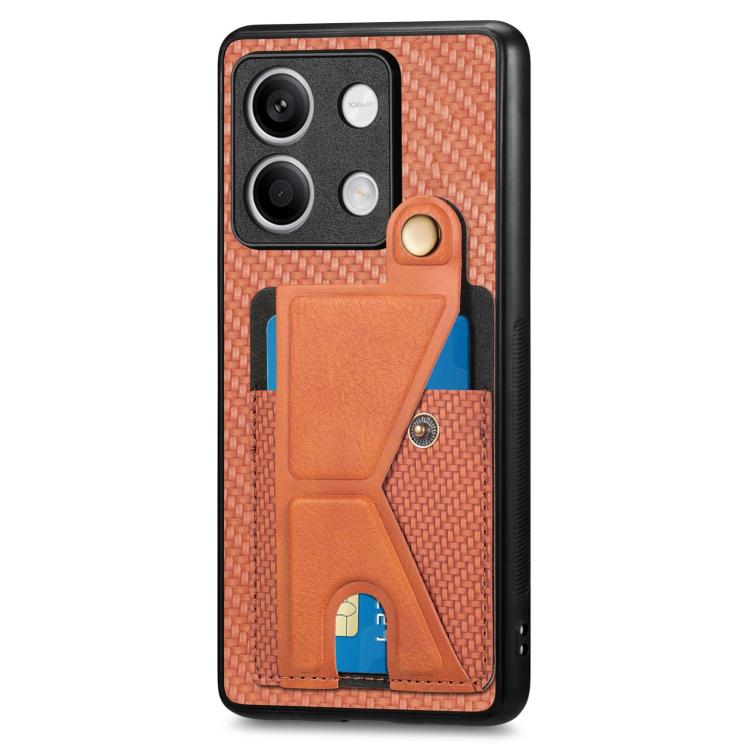 For Xiaomi Redmi Note 13 4G Carbon Fiber Wallet Flip Card K-shaped Holder Phone Case