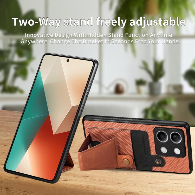 For Xiaomi Redmi Note 13 4G Carbon Fiber Wallet Flip Card K-shaped Holder Phone Case