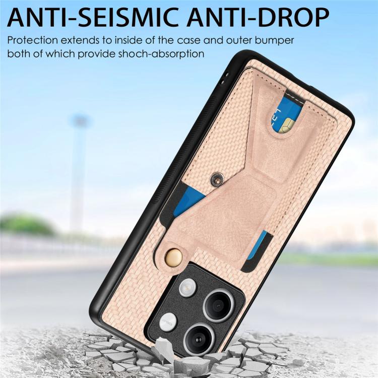 For Xiaomi Redmi Note 13 4G Carbon Fiber Wallet Flip Card K-shaped Holder Phone Case