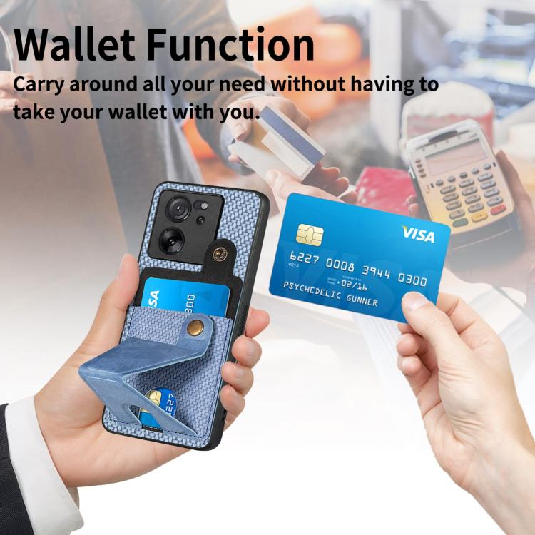 For Xiaomi Redmi Note 13 4G Carbon Fiber Wallet Flip Card K-shaped Holder Phone Case