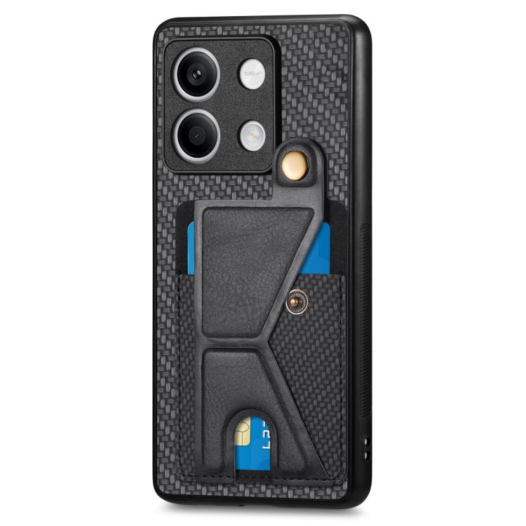 For Xiaomi Redmi Note 13 4G Carbon Fiber Wallet Flip Card K-shaped Holder Phone Case