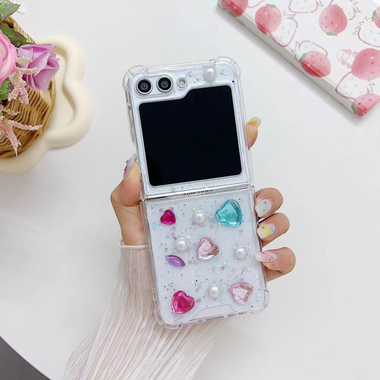 For Samsung Galaxy Z Flip6 / Flip7 FE Pearl Rhinestone TPU Phone Case