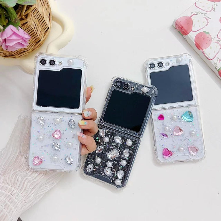 For Samsung Galaxy Z Flip6 / Flip7 FE Pearl Rhinestone TPU Phone Case