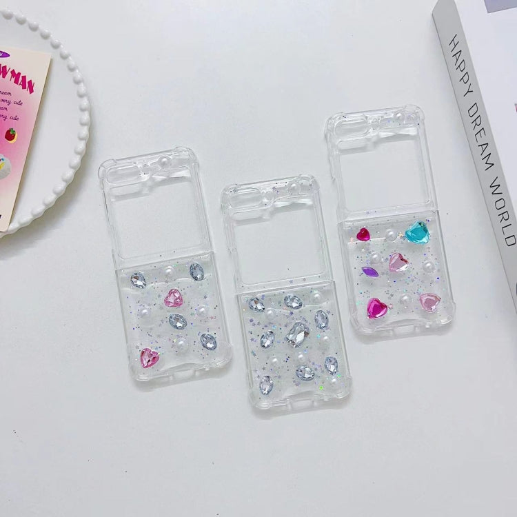 For Samsung Galaxy Z Flip6 / Flip7 FE Pearl Rhinestone TPU Phone Case
