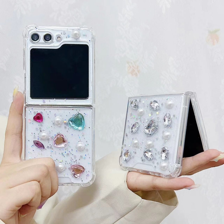 For Samsung Galaxy Z Flip6 / Flip7 FE Pearl Rhinestone TPU Phone Case
