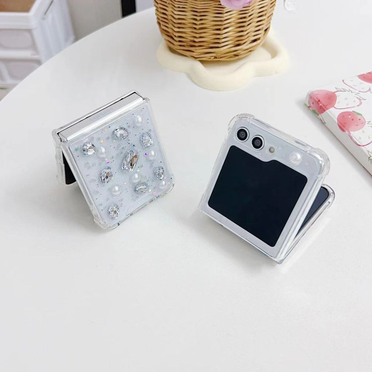 For Samsung Galaxy Z Flip6 / Flip7 FE Pearl Rhinestone TPU Phone Case