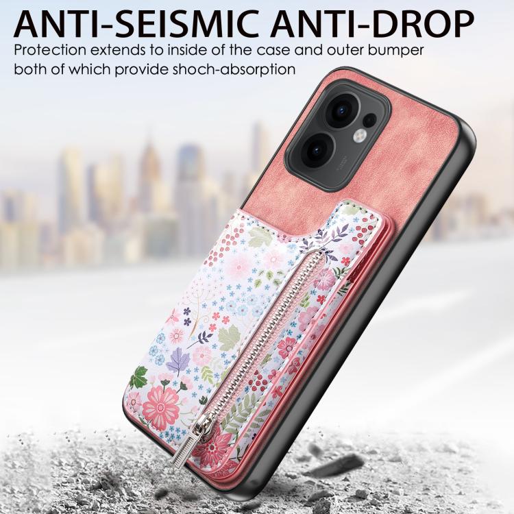 For OPPO Reno13 F Retro Painted Zipper Wallet Back Phone Case