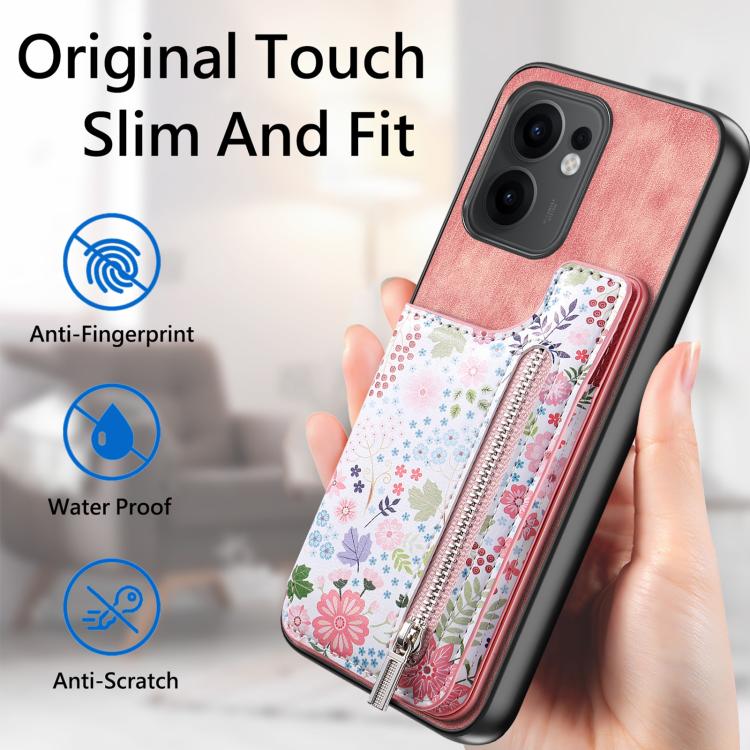For OPPO Reno13 F Retro Painted Zipper Wallet Back Phone Case
