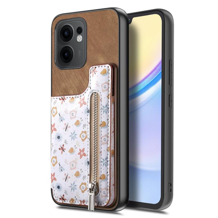 For OPPO Reno13 F Retro Painted Zipper Wallet Back Phone Case
