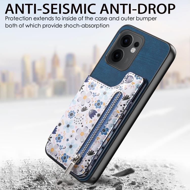 For OPPO Reno13 F Retro Painted Zipper Wallet Back Phone Case
