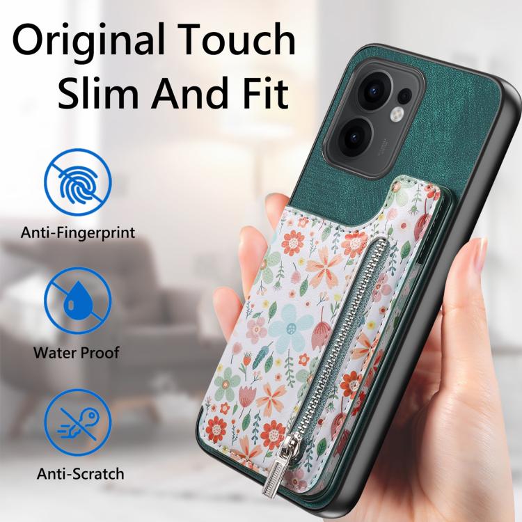 For OPPO Reno13 F Retro Painted Zipper Wallet Back Phone Case