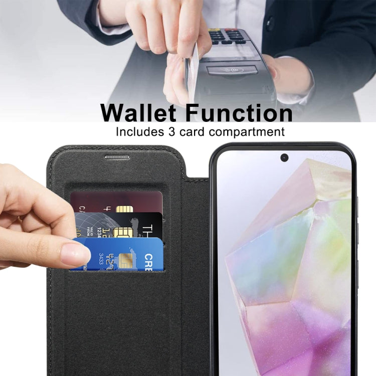 For Samsung Galaxy A35 5G Shield MagSafe RFID Anti-theft Leather Phone Case