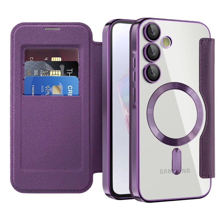 For Samsung Galaxy A35 5G Shield MagSafe RFID Anti-theft Leather Phone Case