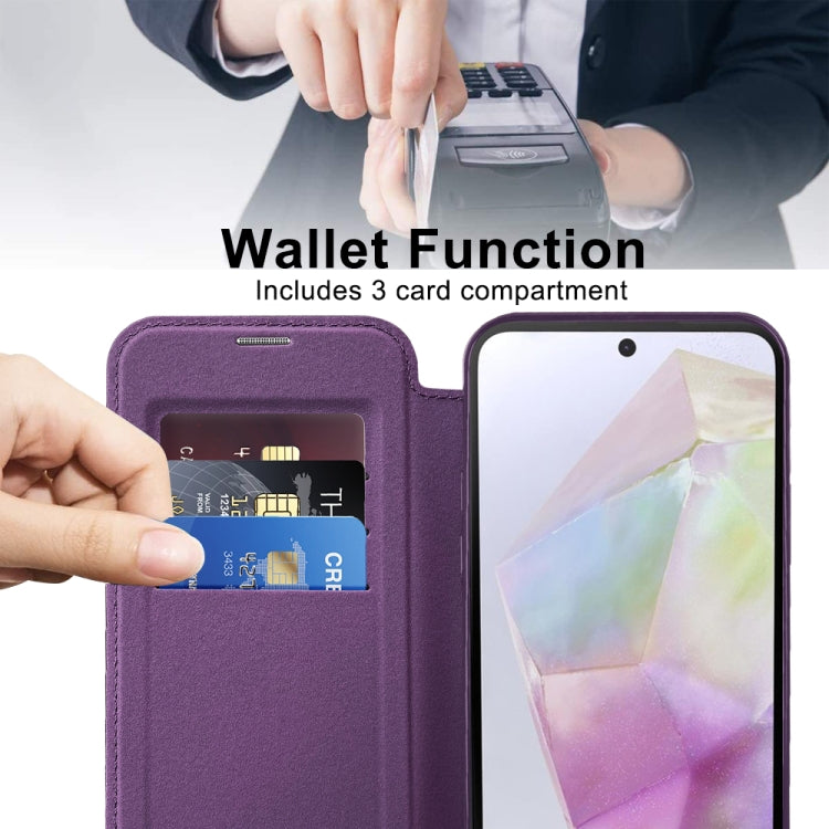 For Samsung Galaxy A35 5G Shield MagSafe RFID Anti-theft Leather Phone Case