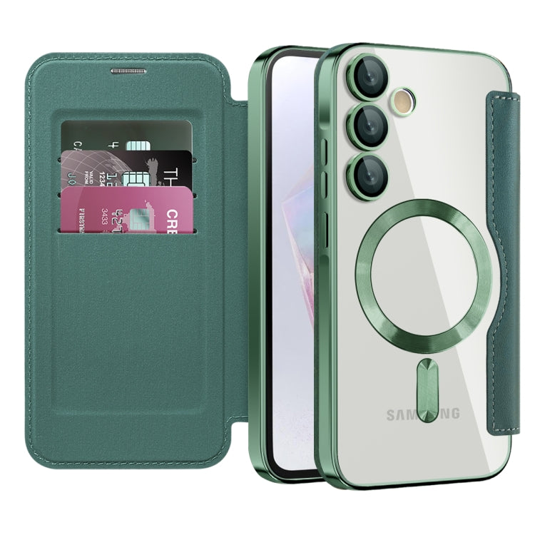 For Samsung Galaxy A35 5G Shield MagSafe RFID Anti-theft Leather Phone Case