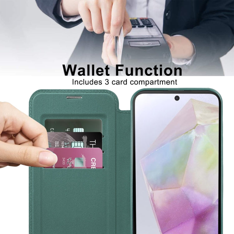 For Samsung Galaxy A35 5G Shield MagSafe RFID Anti-theft Leather Phone Case
